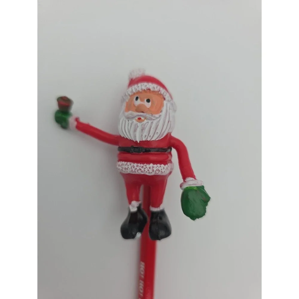 Vintage Fun World Christmas Santa Claus Bendy Pencil Topper & Pencil UNUSED HoHo